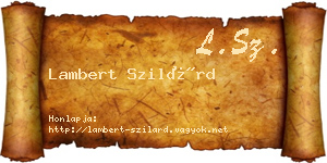 Lambert Szilárd névjegykártya