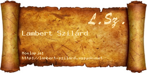 Lambert Szilárd névjegykártya